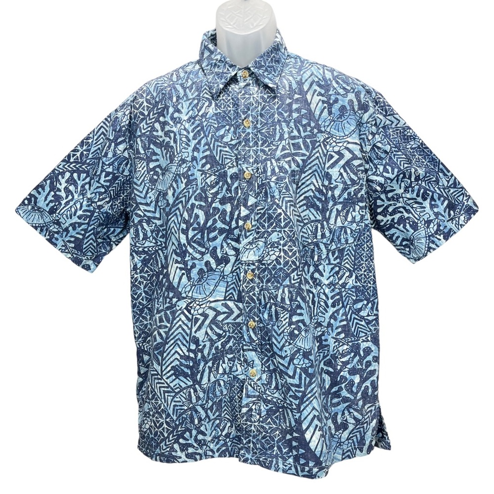 Cooke Street Honolulu Mens Large Turtle & Sea Design Hawaiian Short Sleeve Shirt